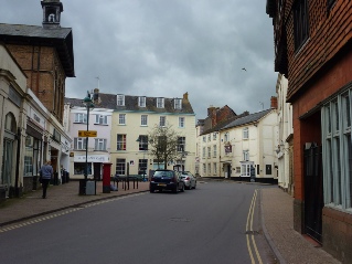 The centre of the town of Wiveliscombe.