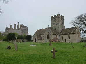 Butleigh Court and the church.