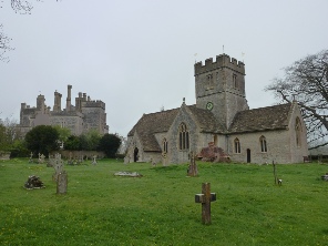 Butleigh Court and the church.