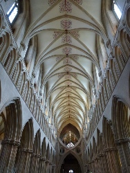 Intricate carving on the ceiling of Wells Catherdral.